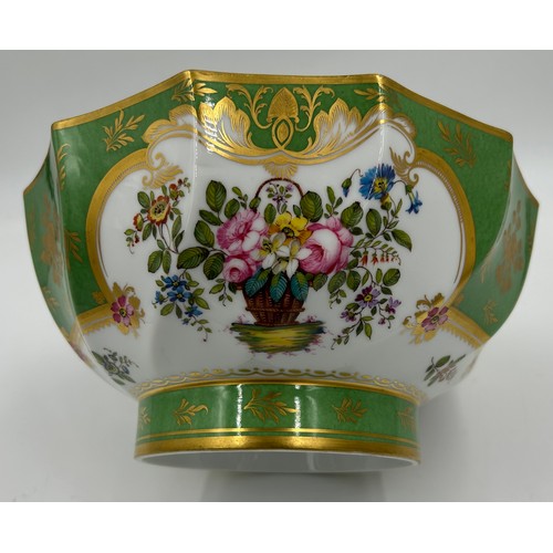 393 - Rockingham Works Brameld 'Manufacturer to The King' 19thC Punch Bowl with hand painted flowers on gr... 