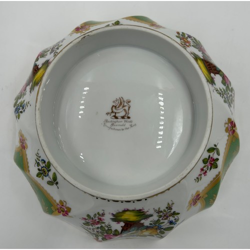 393 - Rockingham Works Brameld 'Manufacturer to The King' 19thC Punch Bowl with hand painted flowers on gr... 