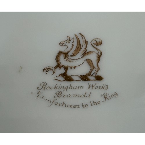 393 - Rockingham Works Brameld 'Manufacturer to The King' 19thC Punch Bowl with hand painted flowers on gr... 