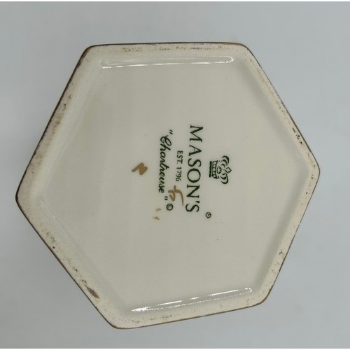 402 - A collection of Mason's Ironstone Chartreuse to include a large fruit bowl measuring 26cm diameter, ... 