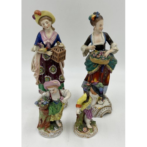 403 - A selection of European porcelain figures to include 5 x Sitzendorf shepherds and shepherdesses, 2 x... 