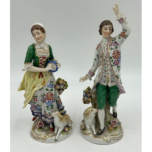 403 - A selection of European porcelain figures to include 5 x Sitzendorf shepherds and shepherdesses, 2 x... 