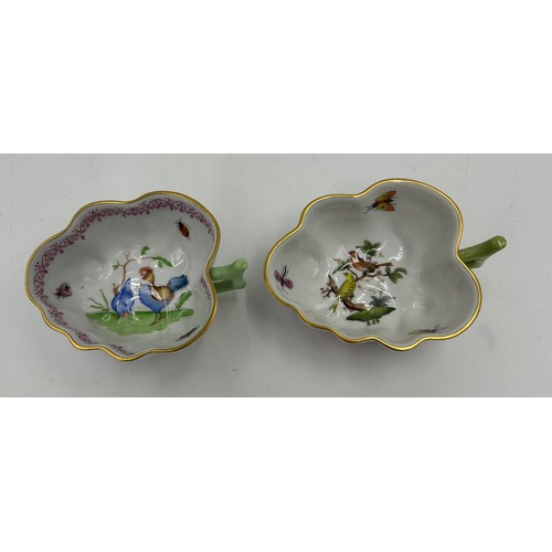 404 - A collection of 5 hand painted Herend Hungary items to include 2 x gilt lion paw centre piece vases ... 