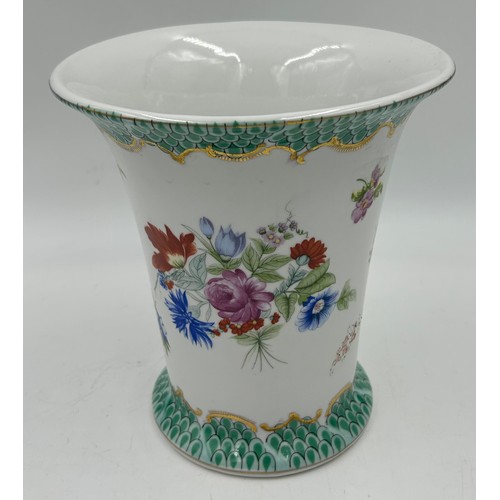 420 - A European hand painted Twelve Glass Rinser with floral design and gilt handles 14cm h x along with ... 