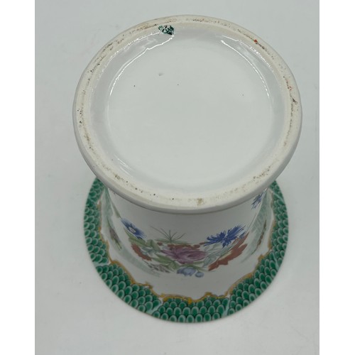 420 - A European hand painted Twelve Glass Rinser with floral design and gilt handles 14cm h x along with ... 