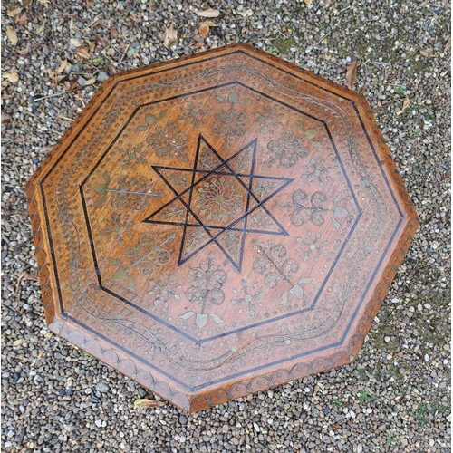 26 - An Anglo Indian brass inlaid occasional table. 51cm h x 51cm w.