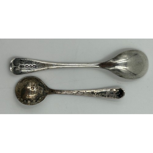 875 - Three Silver Salt Cellars engraved with J and a spoon by Charles Edwards London 1907, a Mustard Pot ... 