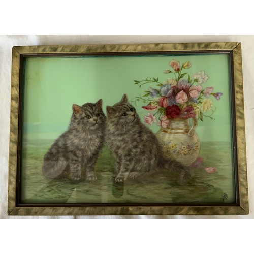 1515 - Four Early 20thC paintings to include Four Kittens oil on canvas signed lower right L.T. 1902 image ... 