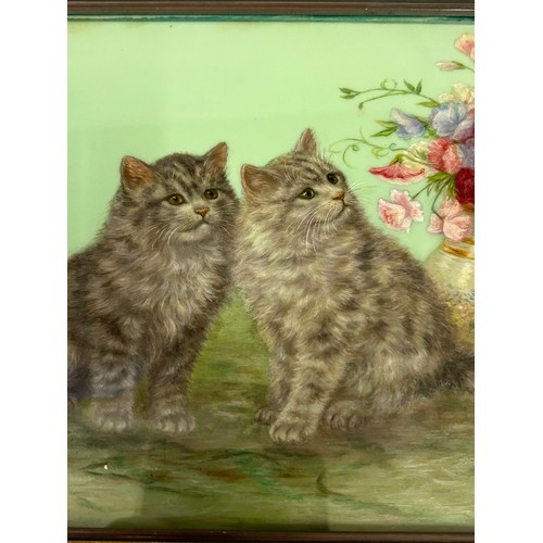 1515 - Four Early 20thC paintings to include Four Kittens oil on canvas signed lower right L.T. 1902 image ... 