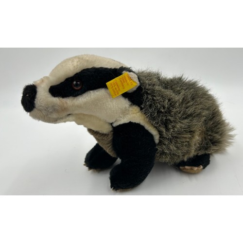 1303 - Five Steiff Soft Toys to include 2 x Old English Sheep Dogs 28cm h, Black Cat with whiskers, Badger ... 