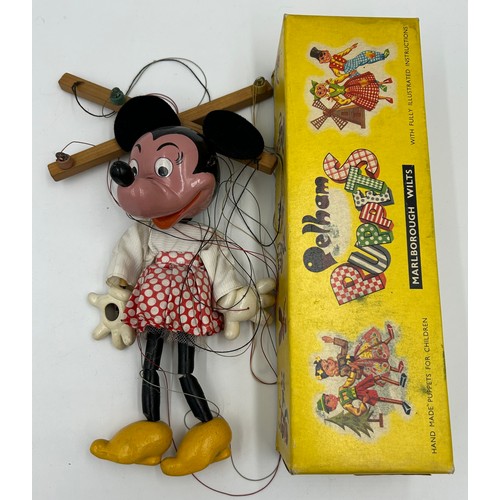 1305 - Five vintage Pelham Puppets to include Pinocchio, Mickey Mouse, Minnie Mouse, Goofy and Rupert The B... 