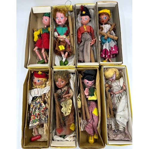 1307 - Eight vintage Pelham Puppets to include SL Fairy, Swiss Boy, 2 x Gretel, 2 x Mitzi Girl, J574 Fritzi... 