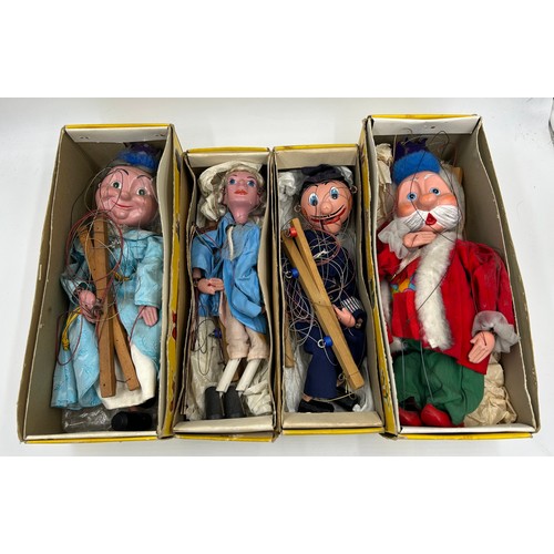 1308 - Four vintage Pelham Puppets to include The King, The Queen both 35cm, The Prince and The Policeman b... 