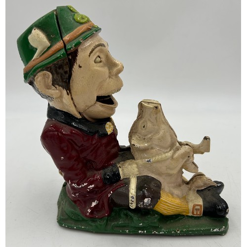 1428 - Late 19thC Cast Iron Money Box 'Paddy and The Irish Pig of Prosperity' mechanically working with met... 