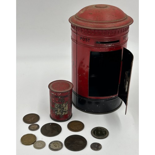 1432 - A miscellany of items to include a 19thC Commercial Travellers Oak Money Box with two keys and openi... 