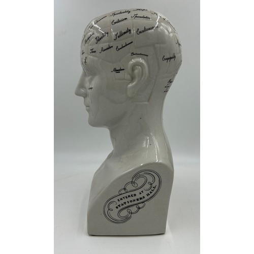 1436 - A large ceramic Phrenology Head by L.N. Fowler, 337 Strand, London (Ironstone China) 45cm high.