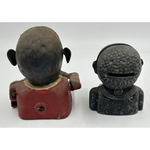 1422 - A collection of cast iron Novelty Money Boxes to include Salted Peanut Man, Top Hat Man and others a... 