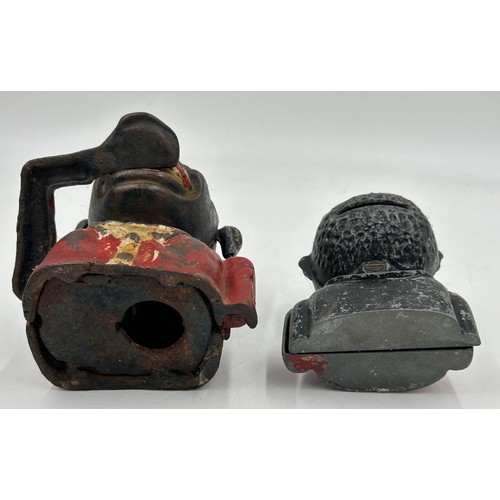 1422 - A collection of cast iron Novelty Money Boxes to include Salted Peanut Man, Top Hat Man and others a... 