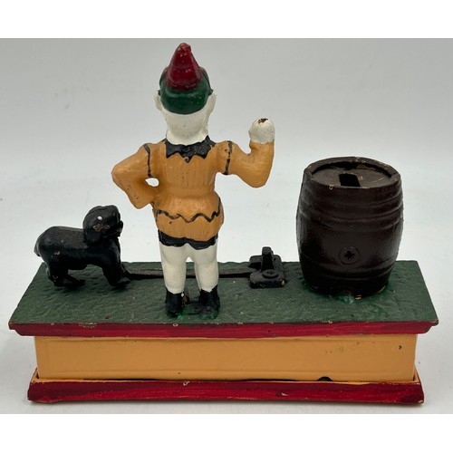 1423 - A collection of cast iron Novelty Money Boxes to include Trick Dog, Cat and Mouse, Elephant, U.S Mai... 