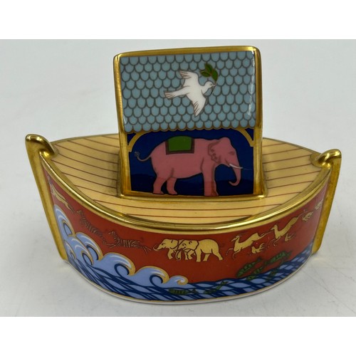 434 - Two Royal Crown Derby Money Boxes with gold stoppers to include Frog on Lily Pad 12cm & Seated Pig 1... 