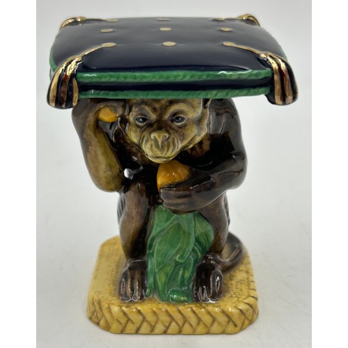 434 - Two Royal Crown Derby Money Boxes with gold stoppers to include Frog on Lily Pad 12cm & Seated Pig 1... 