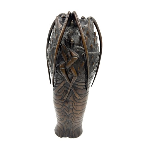 1025 - Japanese bronze Meiji period lobster vase 31cm h with marks to base.