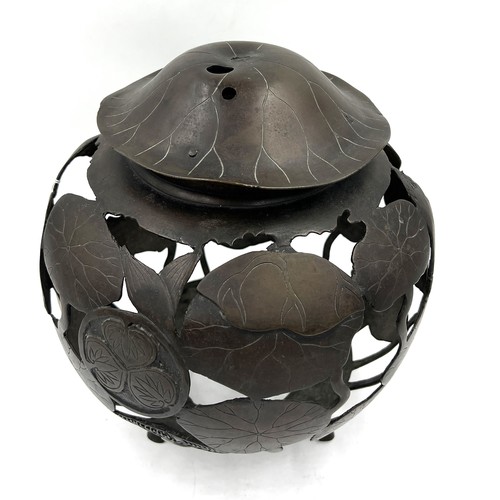 1027 - A late 19thC Japanese bronze lantern. Approximately 30cm h.