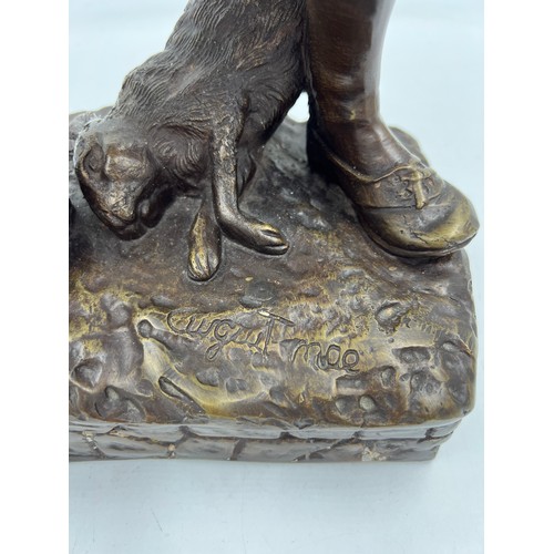 1417 - Bronze figure of a young fisherman after Adolphe Jean Lavergne with signature to base. 18cm h.