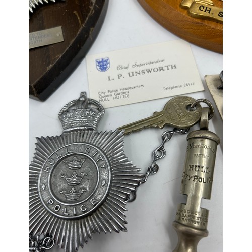 1421 - A collection of Police memorabilia related to Hull City/Humberside Police from Chief Superintendent ... 