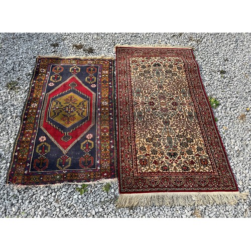 1288 - A Kandahar pure virgin wool pile rug made in Belgium with red, cream and sage green design, 161 x 89... 