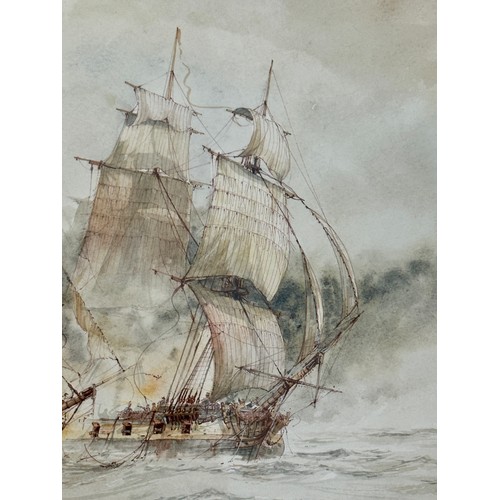 1513 - David C. Bell ( b.1950) 'James Baines' - a watercolour of the timber passenger clipper ship construc... 