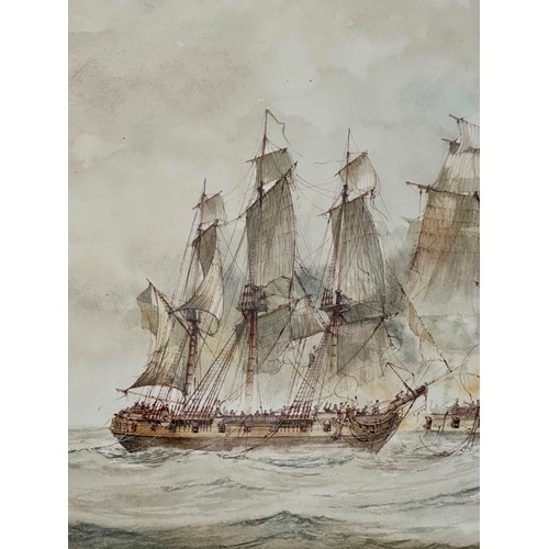 1513 - David C. Bell ( b.1950) 'James Baines' - a watercolour of the timber passenger clipper ship construc... 