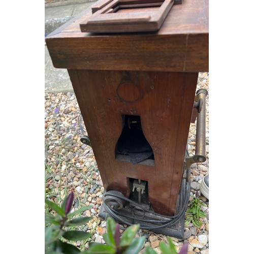 1378 - A 19thC mahogany and brass magic lantern. 52 h x 24 w x 43cm d.