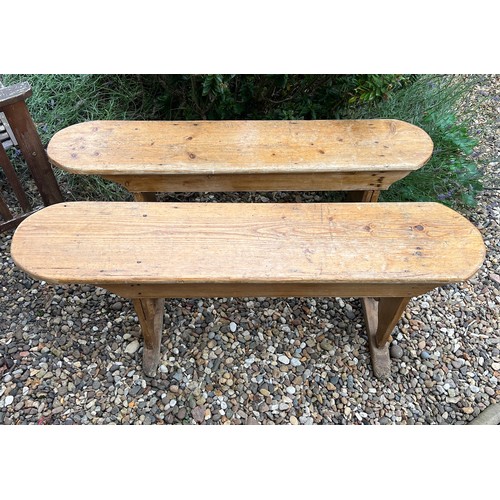 50 - Two 19thC pine benches. 90 w x 47 h x 25cm d.