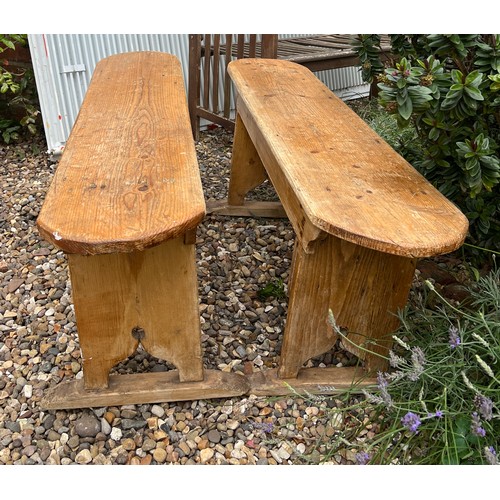 50 - Two 19thC pine benches. 90 w x 47 h x 25cm d.