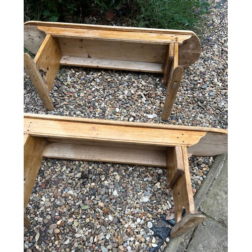 50 - Two 19thC pine benches. 90 w x 47 h x 25cm d.