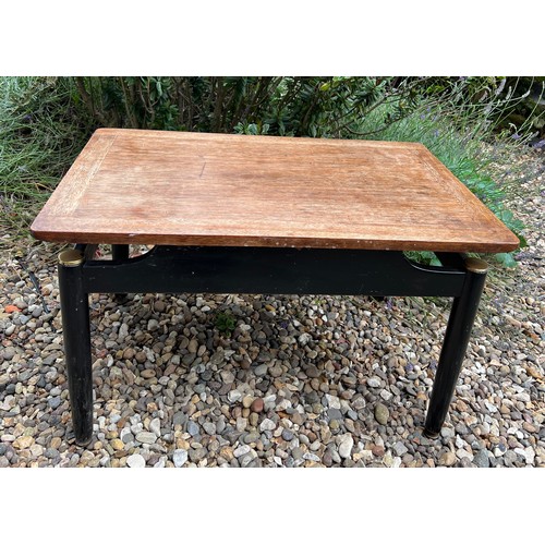 52 - A 1950's G Plan table on black legs. 46 h x 74 w x 48cm d.