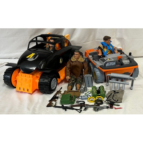 1291 - Hasbro Action Man Jungle Explorer All Terrain 6 wheeled vehicle along with 2000 orange and black VW ... 