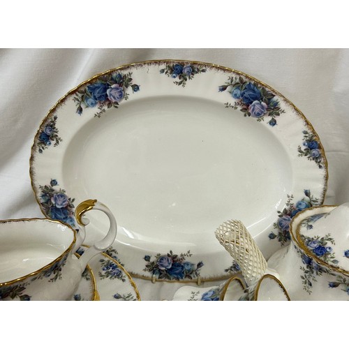 380 - Royal Albert 'Moonlight Roses' part dinner service comprising of large serving plate 35cm, 6 x dinne... 