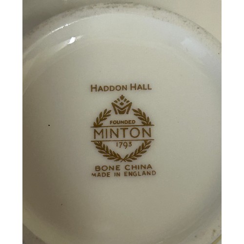 381 - Minton 'Haddon Hall' part dinner service comprising of 2 x large lidded serving dishes 27cm, meat pl... 