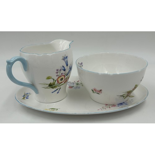 382 - A Shelley part coffee set floral pattern V.2194 comprising of coffee pot and six cups and saucers al... 