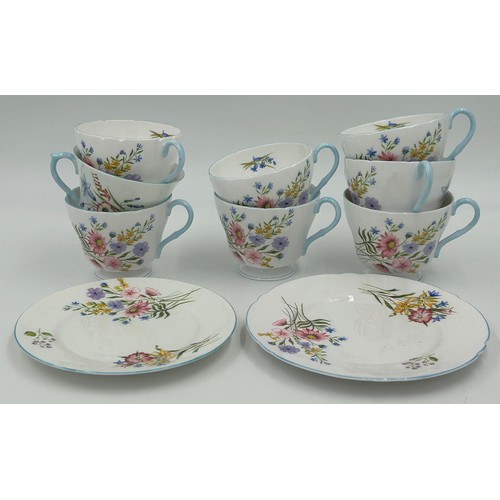 382 - A Shelley part coffee set floral pattern V.2194 comprising of coffee pot and six cups and saucers al... 