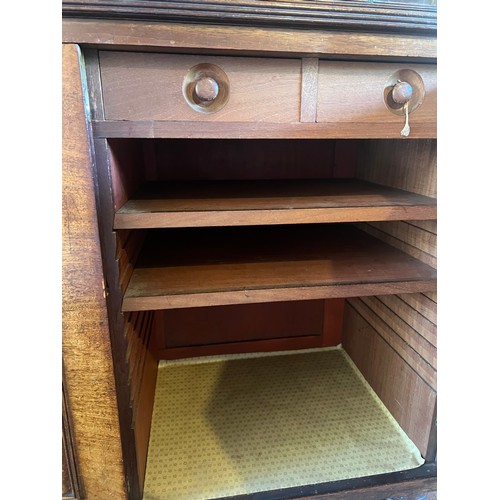 54 - Mahogany bookcase circa 1800 with glazed top and turned feet. 108cm w x 46cm d x 232cm h. The base w... 