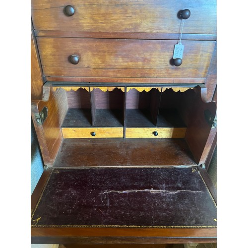 56 - A 19thC mahogany Wellington chest of 5 drawers and secretaire with drop front. 124cm h x 60cm w x 41... 