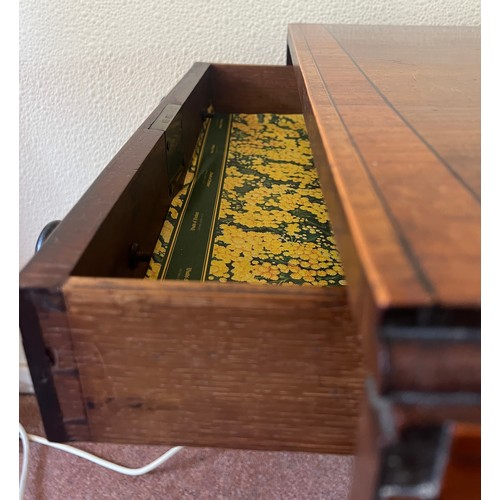 58 - A 19thC mahogany pembroke table with dummy drawer on original brass casters. 91cm w x 56cm d x 68cm ... 