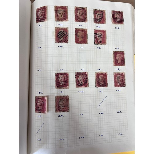 795 - GB album and world stamps on pages. Including two X 1d Penny Black, Penny Reds and two Penny Blues e... 