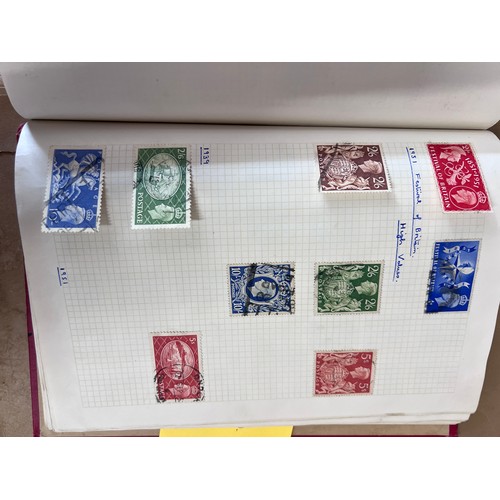 795 - GB album and world stamps on pages. Including two X 1d Penny Black, Penny Reds and two Penny Blues e... 