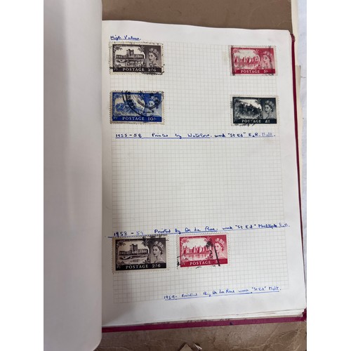 795 - GB album and world stamps on pages. Including two X 1d Penny Black, Penny Reds and two Penny Blues e... 