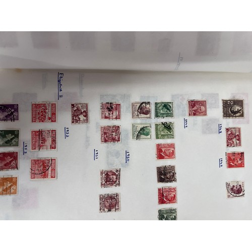 795 - GB album and world stamps on pages. Including two X 1d Penny Black, Penny Reds and two Penny Blues e... 