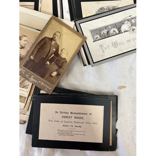 1065 - A wooden writing slope and contents comprising of Broomfleet related  funeral memorial cards to incl... 